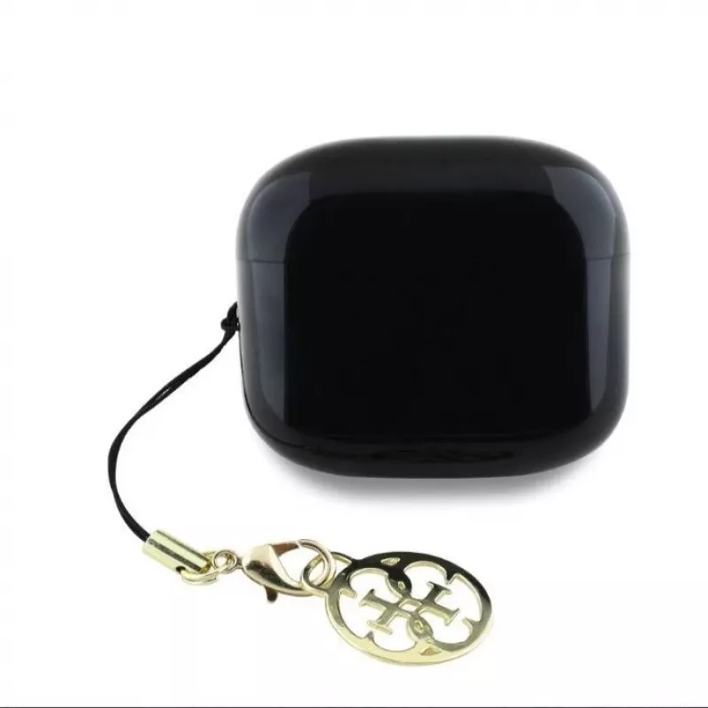 Guess Glossy Effect Printed Classic Logo & Charm TWS Bluetooth Earbuds su įkrovimo dėklu (Juoda)