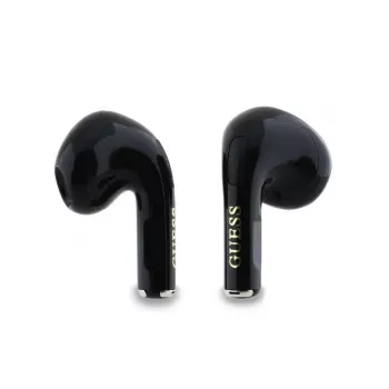 Guess Glossy Effect Printed Classic Logo & Charm TWS Bluetooth Earbuds su įkrovimo dėklu (Juoda)