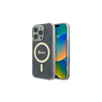 Guess GUHMP16LH4STK Hardcase, skirta Apple iPhone 16 Pro 6,3 colio, juoda, IML 4G MagSafe