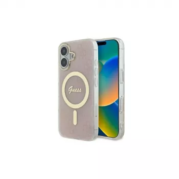 Guess GUHMP16SH4STP kietas dėklas, skirtas Apple iPhone 16 6,1 colio, rožinis, IML, 4G, MagSafe