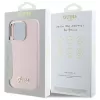 Guess GUHCP16LSMBSLP iPhone 16 Pro 6.3 colio rožinis silikoninis kietas dėklas su Script Metal logotipu ir rėmeliu