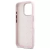 Guess GUHCP16LSMBSLP iPhone 16 Pro 6.3 colio rožinis silikoninis kietas dėklas su Script Metal logotipu ir rėmeliu