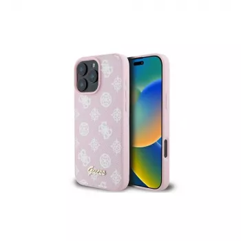 Guess GUHMP16LPGPYSP iPhone 16 Pro 6,3 col. rožinis kietas dėklas Peony Script Logo MagSafe