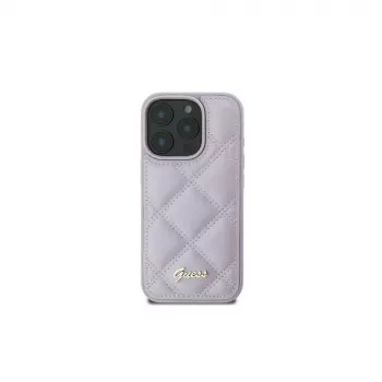 Guess GUHCP16SPSQSQSU Quilted Metal Logo Hard Case, skirta Apple iPhone 16 6,1 colio, šviesiai violetinė