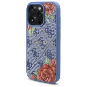 Guess GUHMP16XP4ROPEMCB iPhone 16 Pro Max 6,9 col. mėlynas kietas dėklas 4G Flowers Print MagSafe