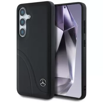 MERCEDES-BENZ Odinis dėklas su lenktomis siūlėmis, skirtas Samsung Galaxy S25, juodas