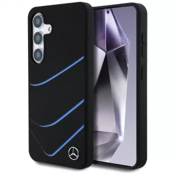 MERCEDES-BENZ Silicone Contrasted Curves MagSafe Dėklas, skirtas Samsung Galaxy S25, Juodas