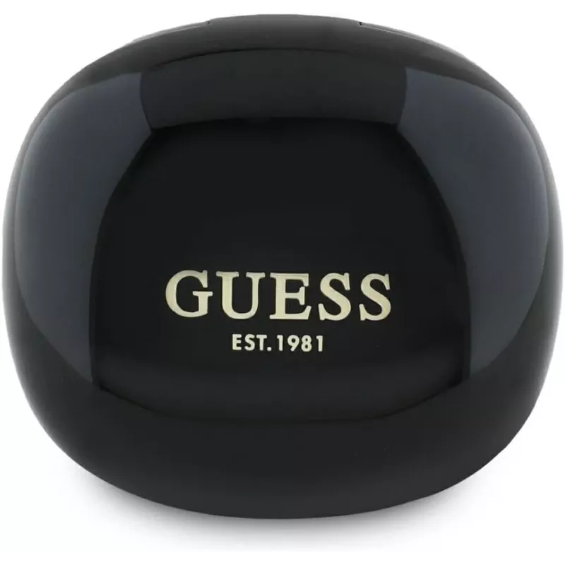 “Guess Flat Classic Logo Electroplated” TWS ausinės su įkrovimo dėklu (juodos)