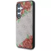 Guess Leather 4G Flowers Print Metal Classic Logo MagSafe Case, skirtas Samsung Galaxy S25, rožinė