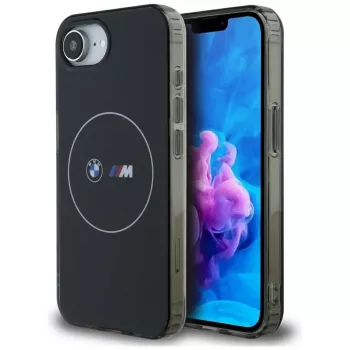 BMW IML Metal White Circle MagSafe Case, skirtas iPhone 16e / 17e, juodas