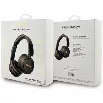Guess Metal Logo Script belaidės Bluetooth 5.3 ausinės, juodos