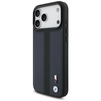 BMW M Perforated Stripe Logo MagSafe Case, skirtas iPhone 17 Pro Max, tamsiai mėlyna