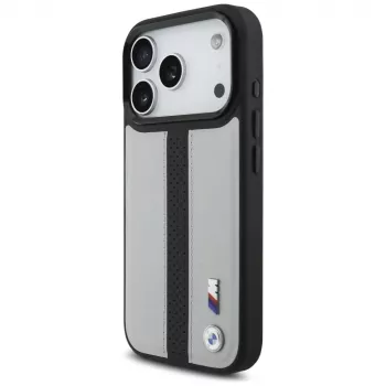 BMW M Perforated Stripe Logo MagSafe dėklas, skirtas Apple iPhone 17 Pro, pilkas