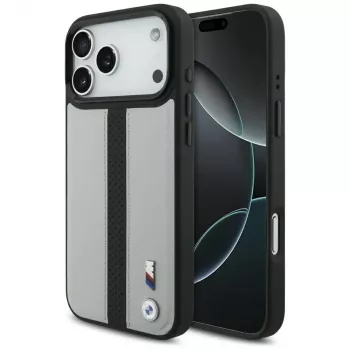 BMW M Perforated Stripe Logo MagSafe Case, skirtas iPhone 17 Pro Max, pilka