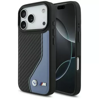 BMW M Carbon Logo MagSafe dėklas, skirtas Apple iPhone 17 Pro, mėlynas