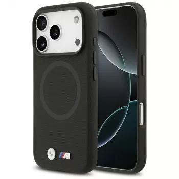 BMW M FW Metal Logo MagSafe Case, skirtas Apple iPhone 17 Pro, juodos spalvos