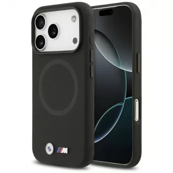 BMW M FW Metal Logo MagSafe dėklas, skirtas Apple iPhone 17 Pro Max, juodas
