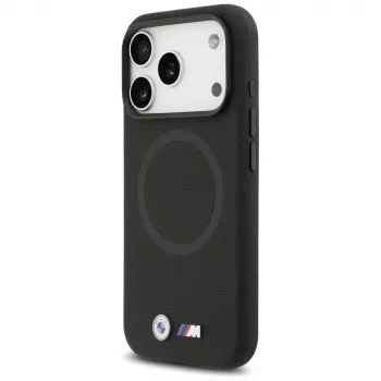 BMW M FW Metal Logo MagSafe dėklas, skirtas Apple iPhone 17 Pro Max, juodas