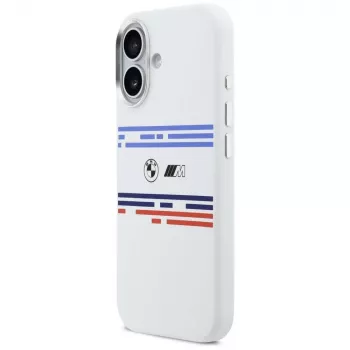 BMW M Silicon Horizontal Line MagSafe dėklas, skirtas Apple iPhone 17, baltas