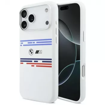 BMW M Silikoninis Horizontalios Linijos MagSafe Dėklas, skirtas iPhone 17 Pro Max, Baltas