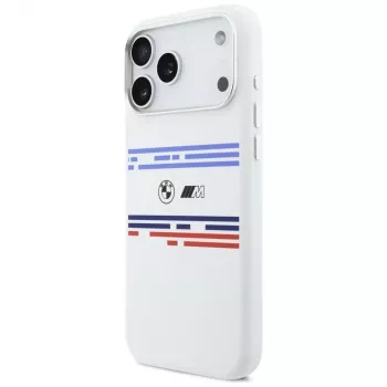 BMW M Silikoninis Horizontalios Linijos MagSafe Dėklas, skirtas iPhone 17 Pro Max, Baltas