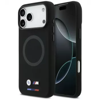 BMW M Silicon Logo MagSafe Case, skirtas iPhone 17 Pro Max, juodos spalvos