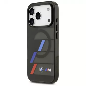 BMW M IML metaliniais mygtukais trispalvėmis linijomis MagSafe dėklas iPhone 17 Pro juodas