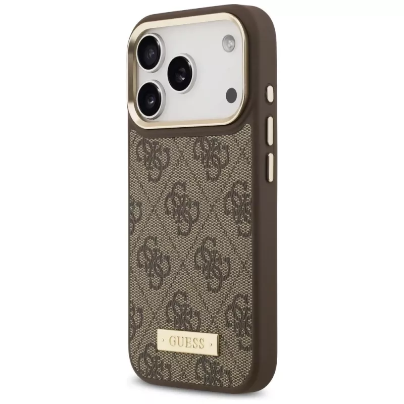 Guess 4G Logo Plate MagSafe Case, skirtas Apple iPhone 17 Pro, ruda