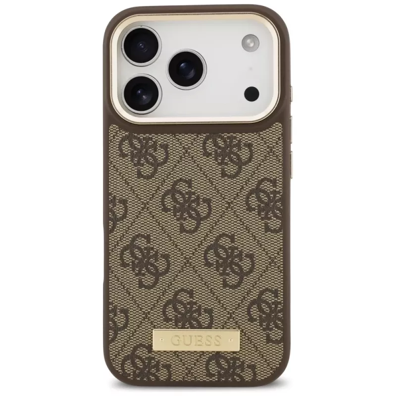 Guess 4G Logo Plate MagSafe Case, skirtas Apple iPhone 17 Pro, ruda