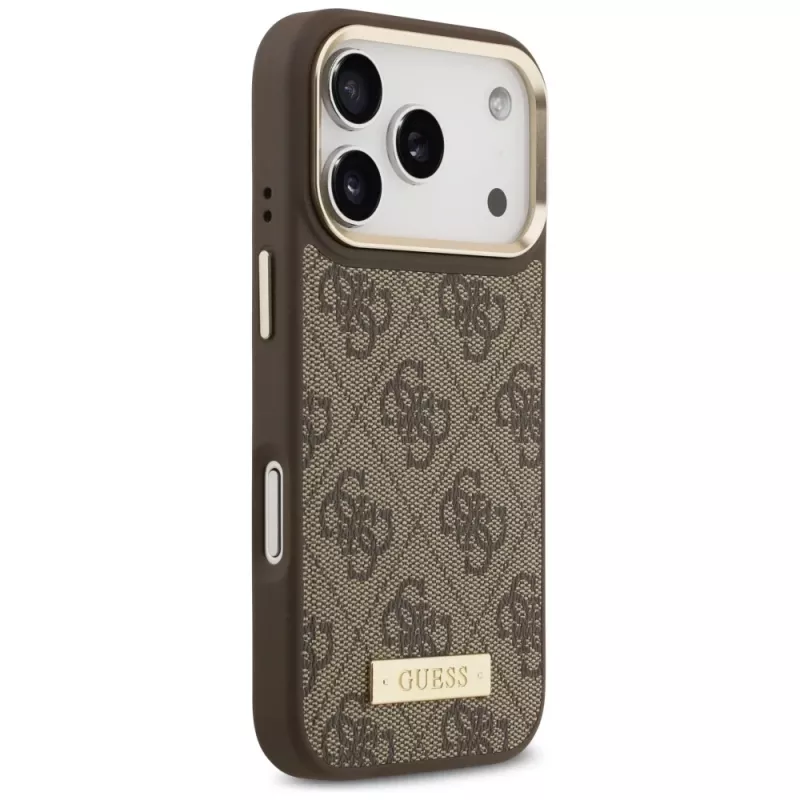Guess 4G Logo Plate MagSafe Case, skirtas Apple iPhone 17 Pro, ruda