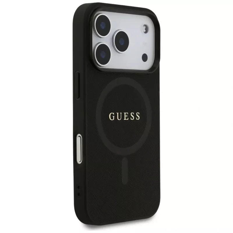 Guess Saffiano Classic Logo MagSafe Case for iPhone 17 Pro, Black