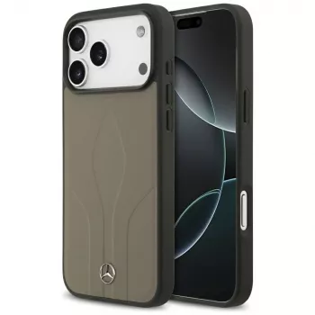 Mercedes Leather The Move MagSafe Case, skirtas iPhone 17 Pro Max, taupe spalvos