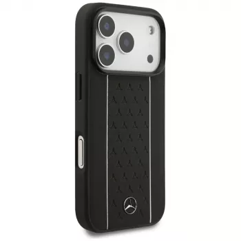 Mercedes Leather Star Pattern Stripes MagSafe Case for iPhone 17 Pro Black