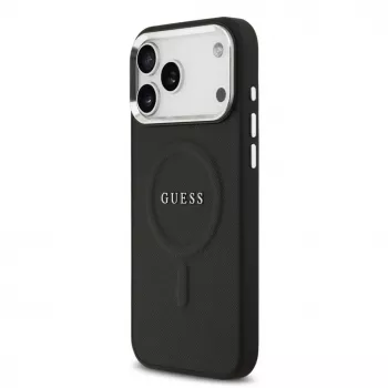 Guess Classic Logo MagSafe dėklas, skirtas iPhone 17 Pro Max, juodas