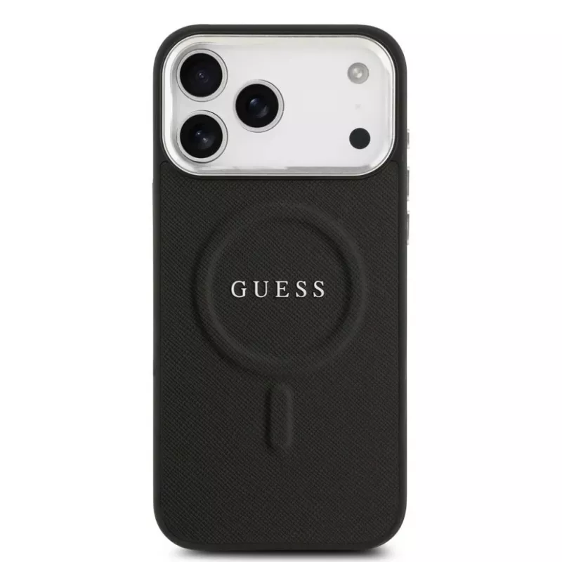 Guess Classic Logo MagSafe dėklas, skirtas iPhone 17 Pro Max, juodas