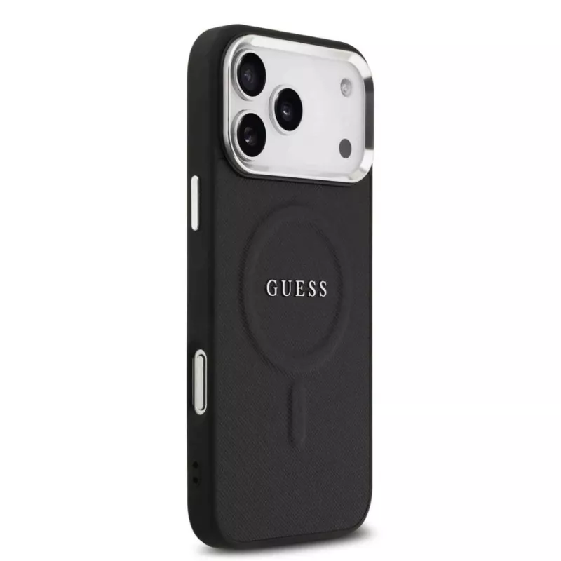 Guess Classic Logo MagSafe dėklas, skirtas iPhone 17 Pro Max, juodas