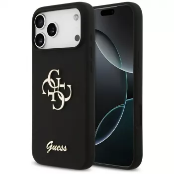 Guess Silicone Big 4G Script Case, skirta iPhone 17 Pro Max, juoda