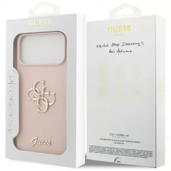 Guess Silicone Big 4G Script Case, skirtas Apple iPhone 17 Pro Max - rožinė