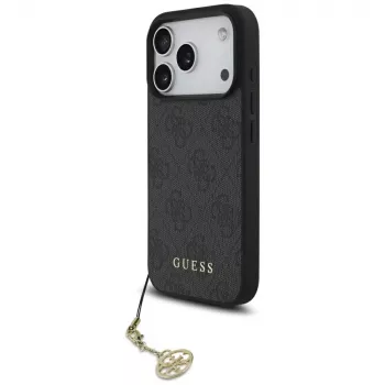 Guess 4G Charms Collection MagSafe dėklas, skirtas Apple iPhone 17 Pro, juodas