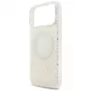 Guess IML Flowers Electro Pearl Strap MagSafe Case, skirtas iPhone 17 Pro Max, baltas