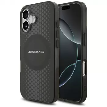 MERCEDES AMG Double Layer TransparentGraphics MagSafe Case, skirta iPhone 17, juoda