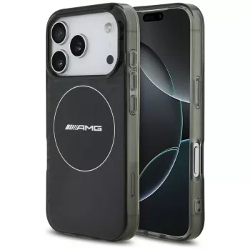 Mercedes AMG dviejų sluoksnių permatomas dūminis MagSafe dėklas, skirtas iPhone 17 Pro, juodas