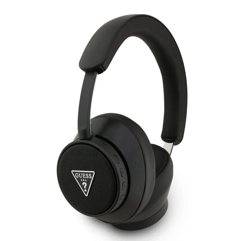 Guess Bluetooth ausinės su ENC Saffiano Triangle Logo juodos