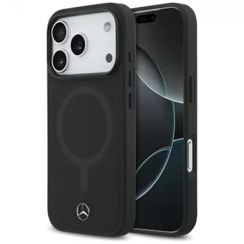 Mercedes Plain Smooth Leather MagSafe Case for iPhone 17 Pro Black