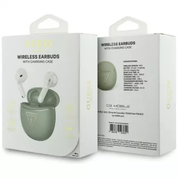 Guess Gold Line Triangle TWS Bluetooth ausinės su įkrovimo dėklu (kaki)