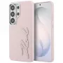 KARL LAGERFELD Grained Signature Metal Resin Logo Case, skirta Samsung Galaxy S26 Ultra, rožinė