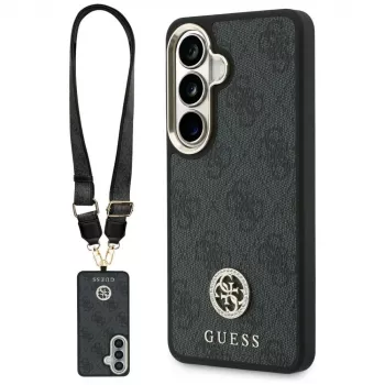 Guess 4G Big Rhinestone Triangle Strap MagSafe Phone Case Set, skirtas Samsung Galaxy S26 - Juoda