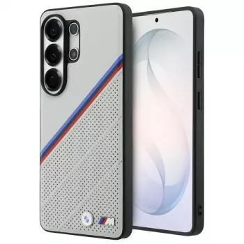 BMW Tricolor Metal Logo MagSafe dėklas, skirtas Samsung Galaxy S26 Ultra, pilkas