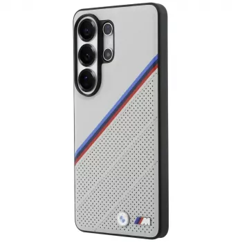 BMW Tricolor Metal Logo MagSafe dėklas, skirtas Samsung Galaxy S26 Ultra, pilkas