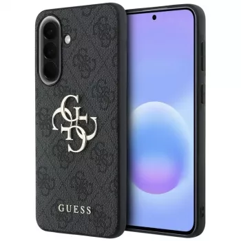 Guess Leather 4G Metal Logo Dėklas, skirtas Samsung Galaxy A37 5G, Juodas